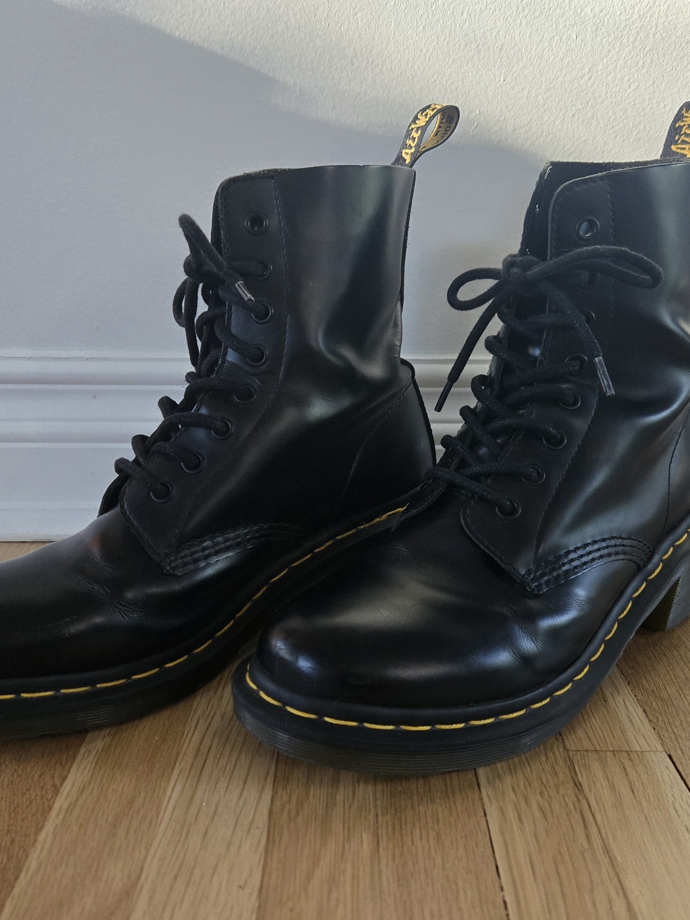 Dr. Martens Black Leather Almond Toe Heeled Boots | Women's 9 - Picture 2 of 7